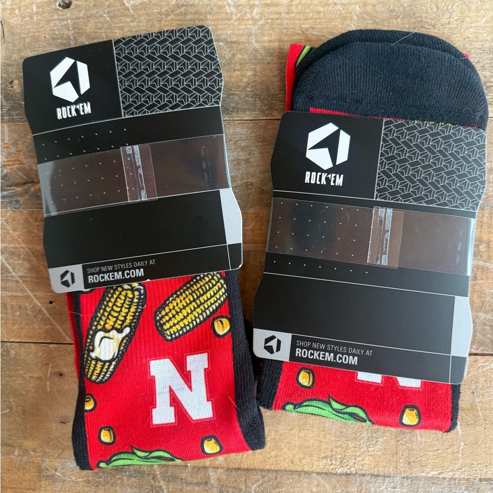 Men’s Nebraska Crew Socks (2 pair)